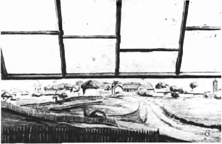 A drawing of West Street from Moreland's office window, Durban, 1850's